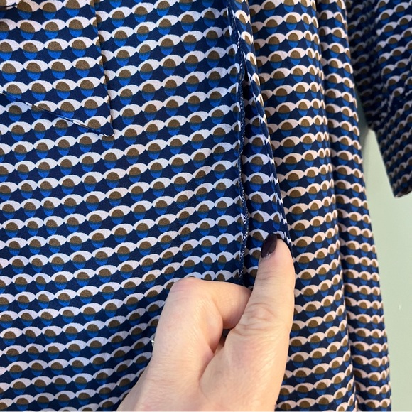 CeCe by Cynthia Steffe Women's Aleah Long Sleeve Tie Neck Pleated Geo Dress - Picture 7 of 13